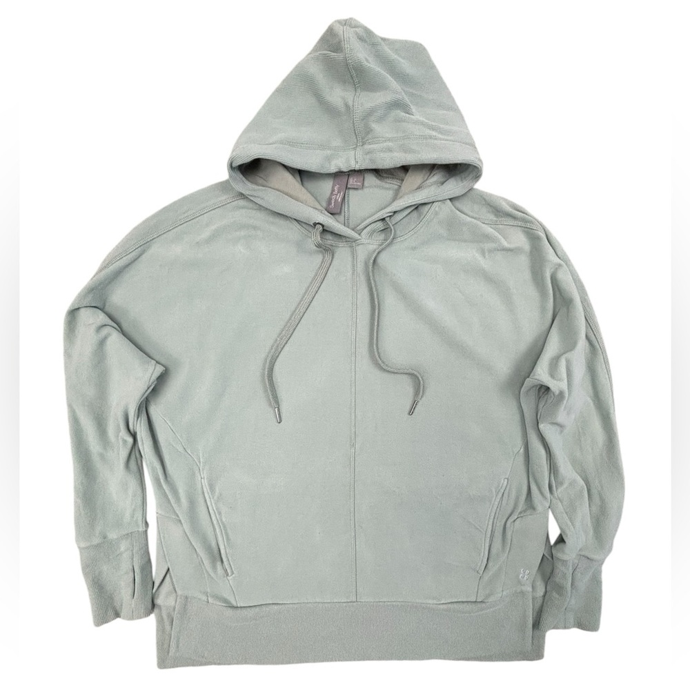 Sweaty Betty-‎ Liberate Luxe Fleece Pullover Hoodie- Mist Blue- 8- Like New!!